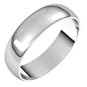 10K White 5 mm Half Round Ultra-Light Band Size 10