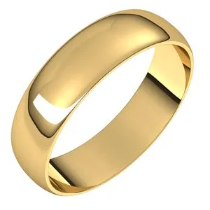 14K Yellow 5 mm Half Round Ultra-Light Band Size 9.5