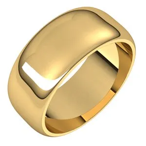 14K Yellow 8 mm Half Round Band Size 6