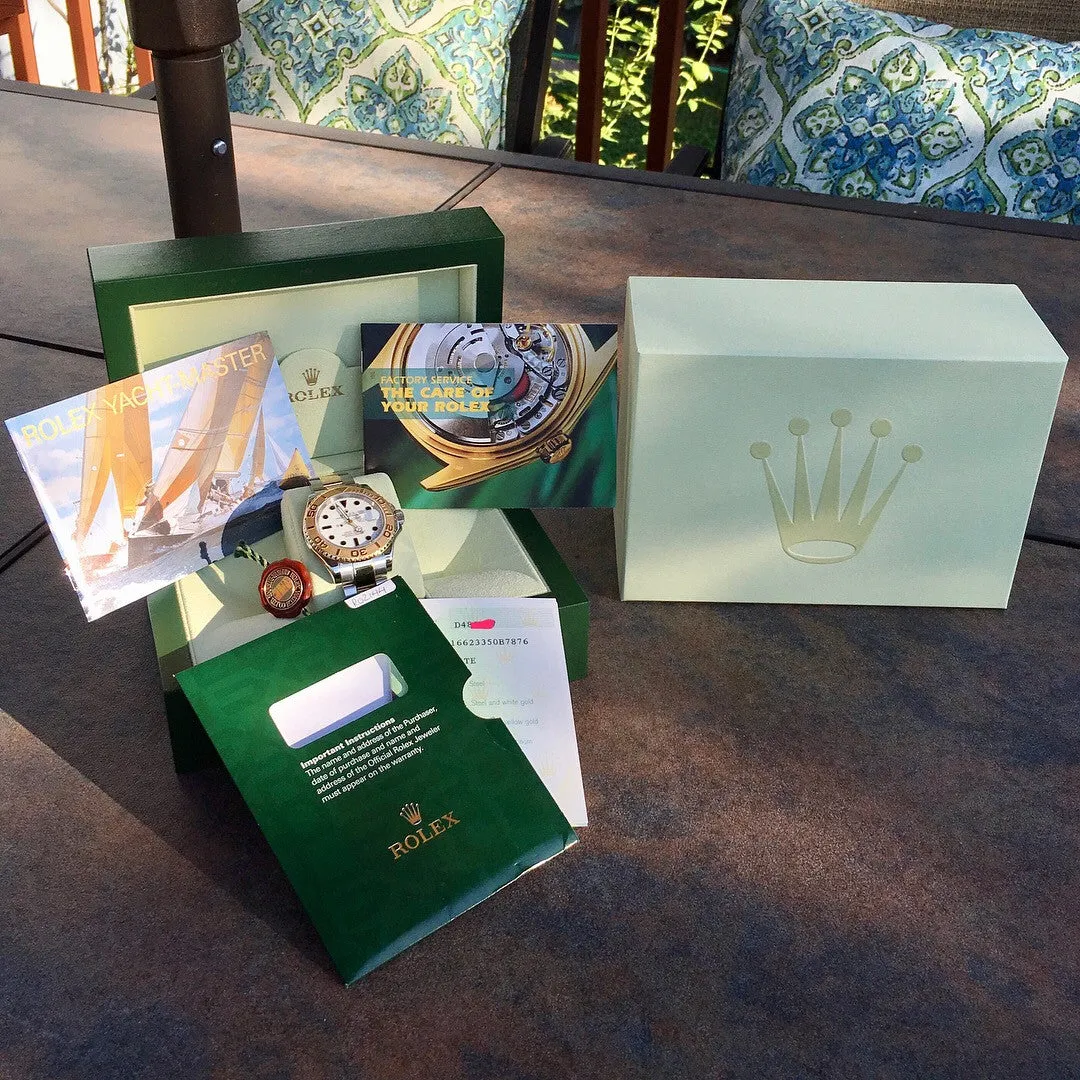 2006 Rolex Yachtmaster 16623 Two Tone Steel Gold 40mm White Oyster Wristwatch Box Papers