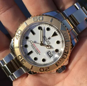 2006 Rolex Yachtmaster 16623 Two Tone Steel Gold 40mm White Oyster Wristwatch Box Papers