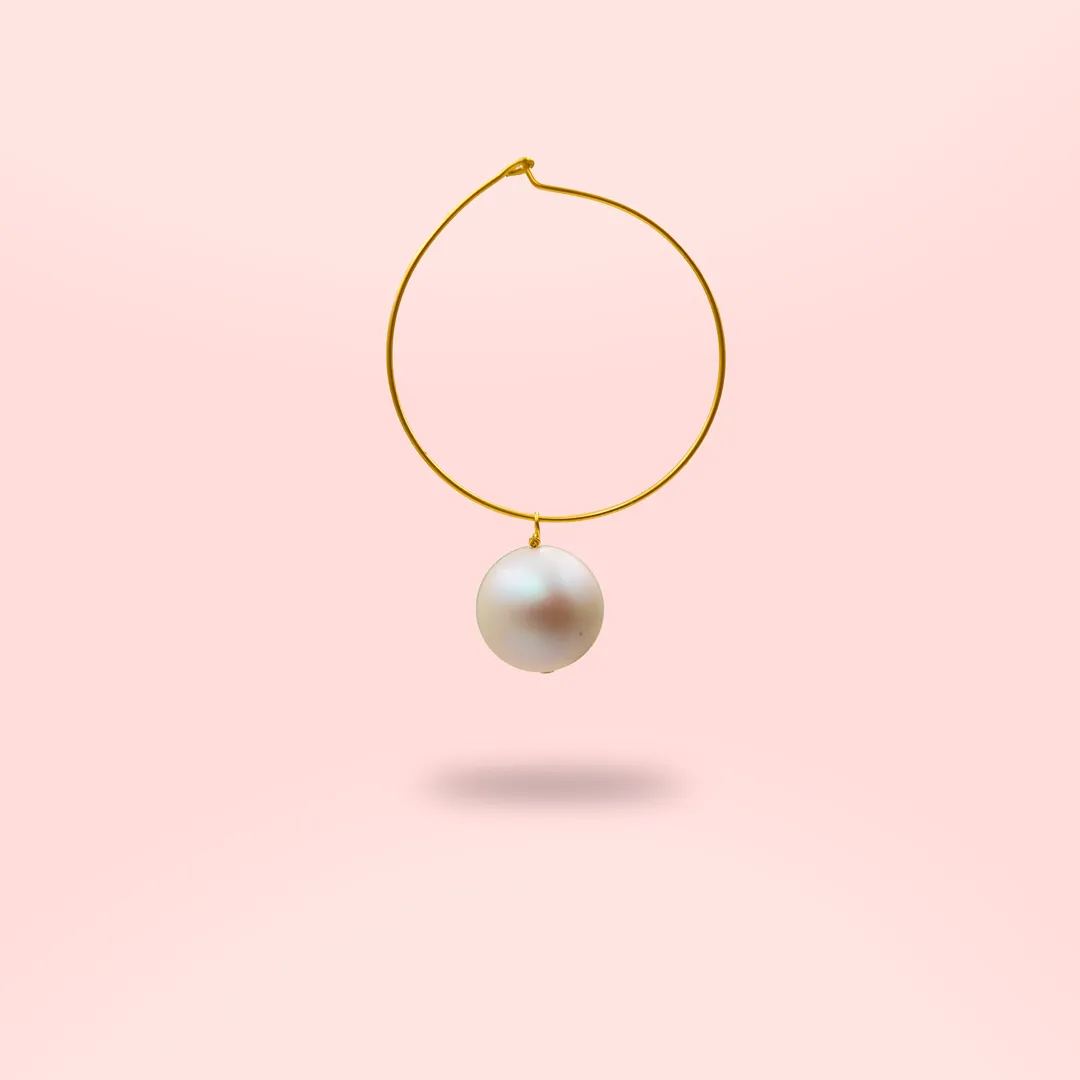 Abstract - Moon Hoops Earrings White