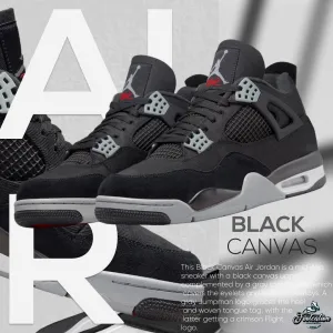 AIR JORDAN 4 BLACK CANVAS