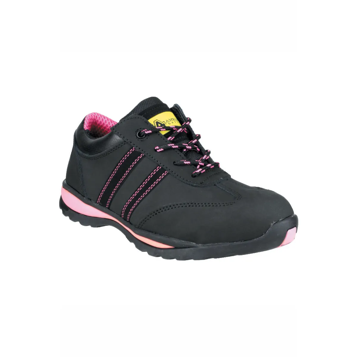 Amblers Safety Trainers Womens Standard Fit Black Pink Boots Steel Toe Size 6