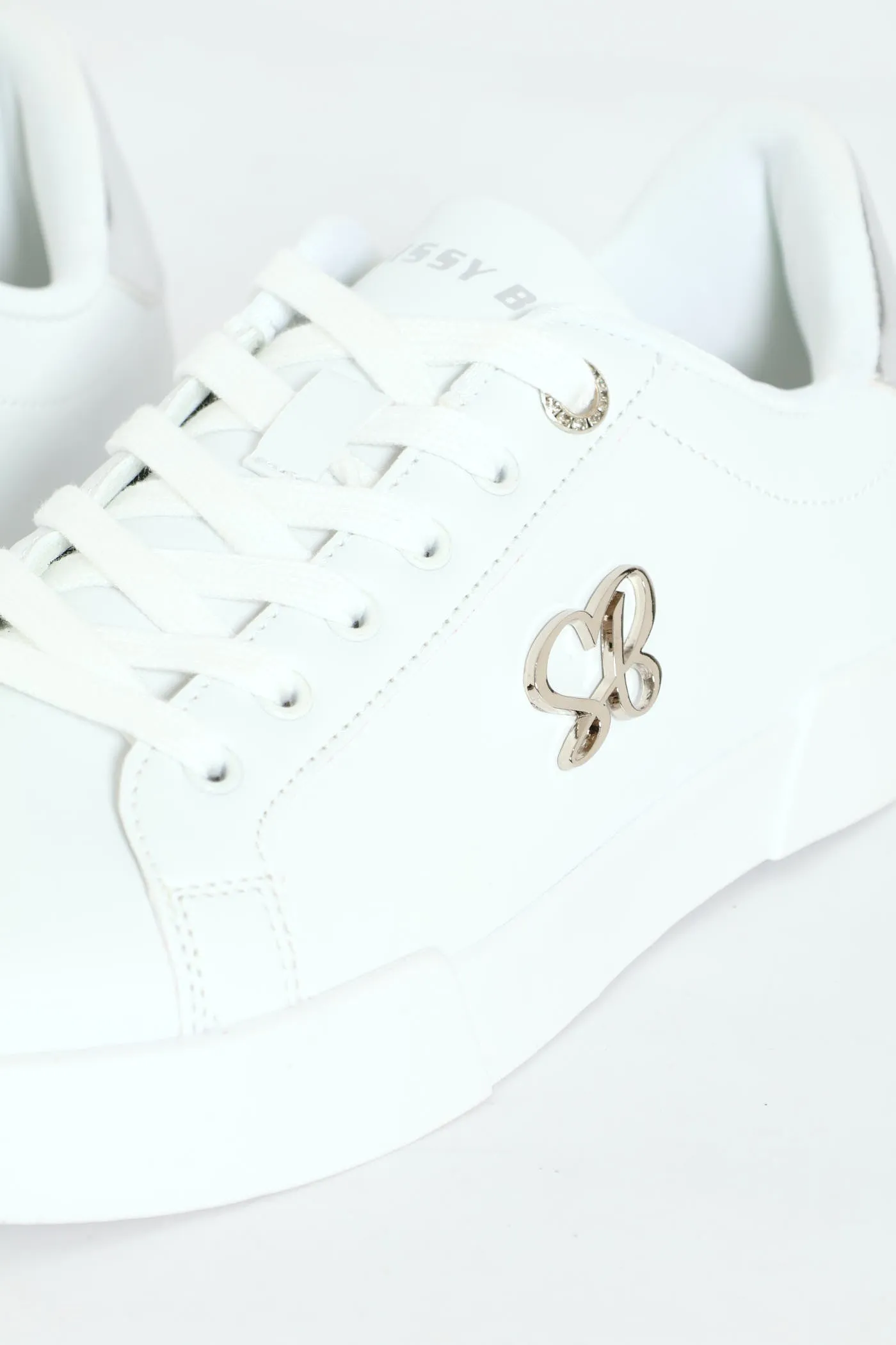 Classic Lace Up Logo Hardward Sneaker - White