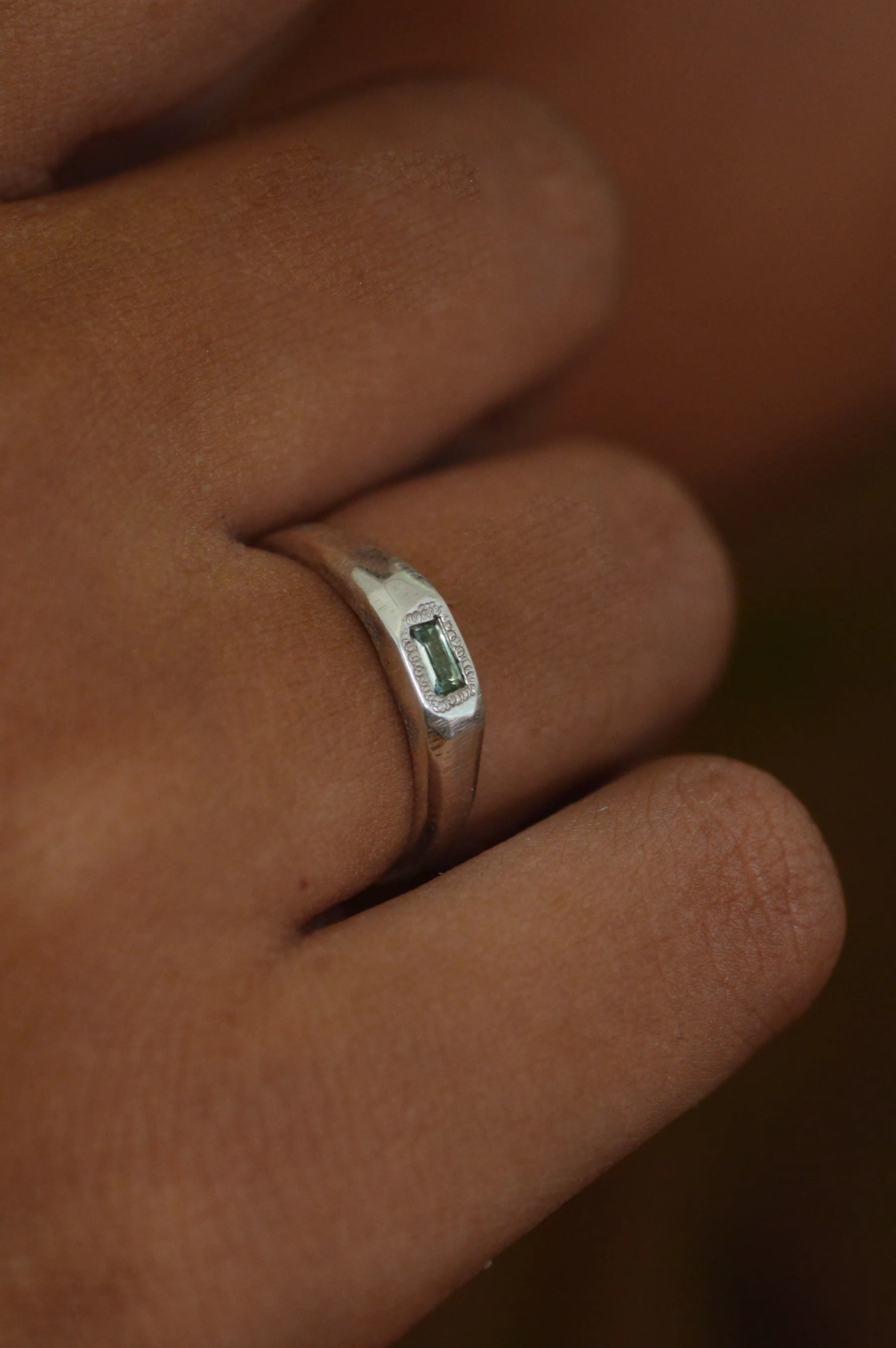Cleo Green Sapphire Silver Ring