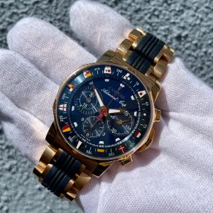 Corum Admiral's Cup Chronograph 44mm 18K Rose Gold Rubber Bracelet Blue Dial 985.673.55