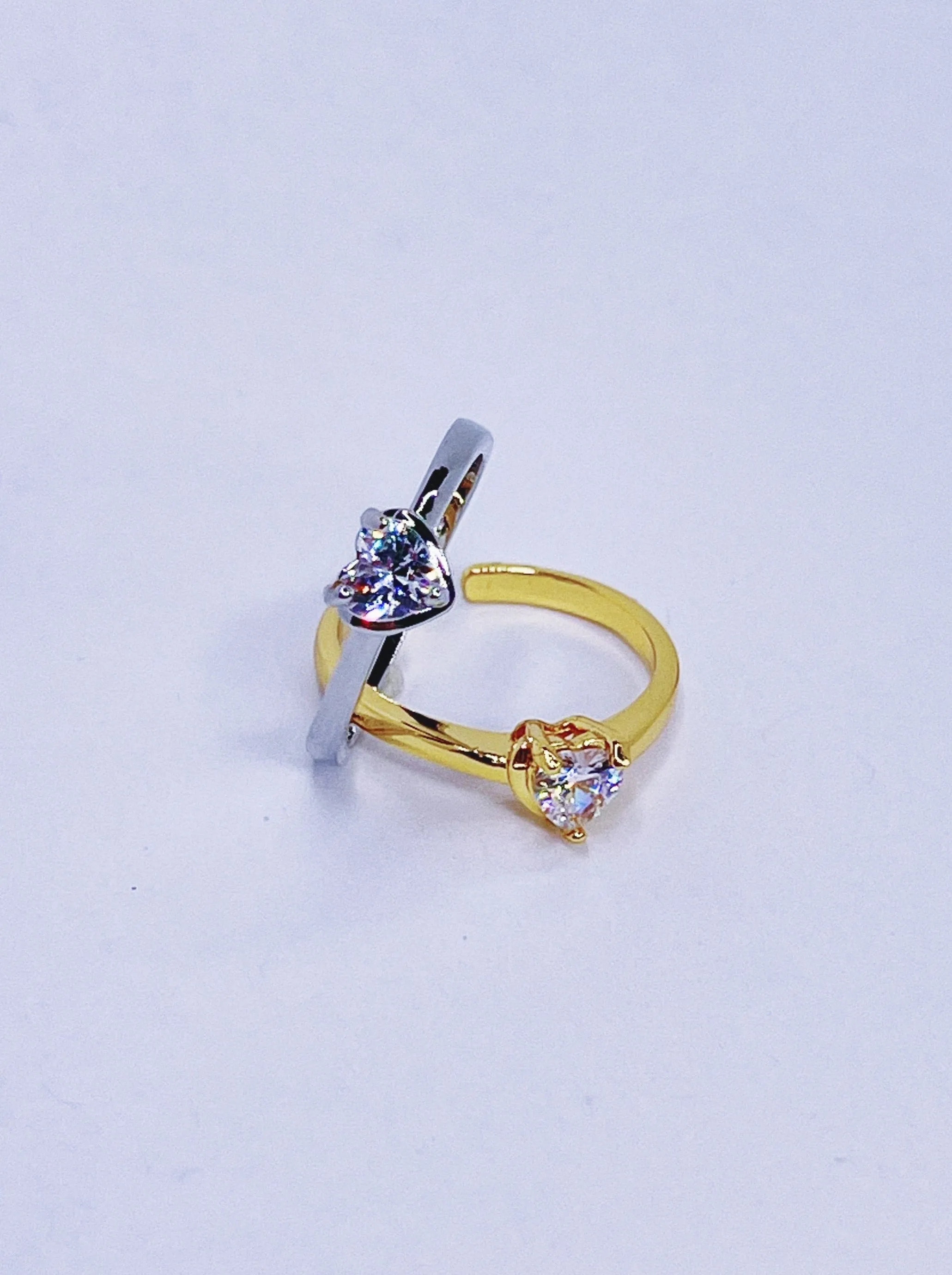 Crystal Heart Solitaire Ring