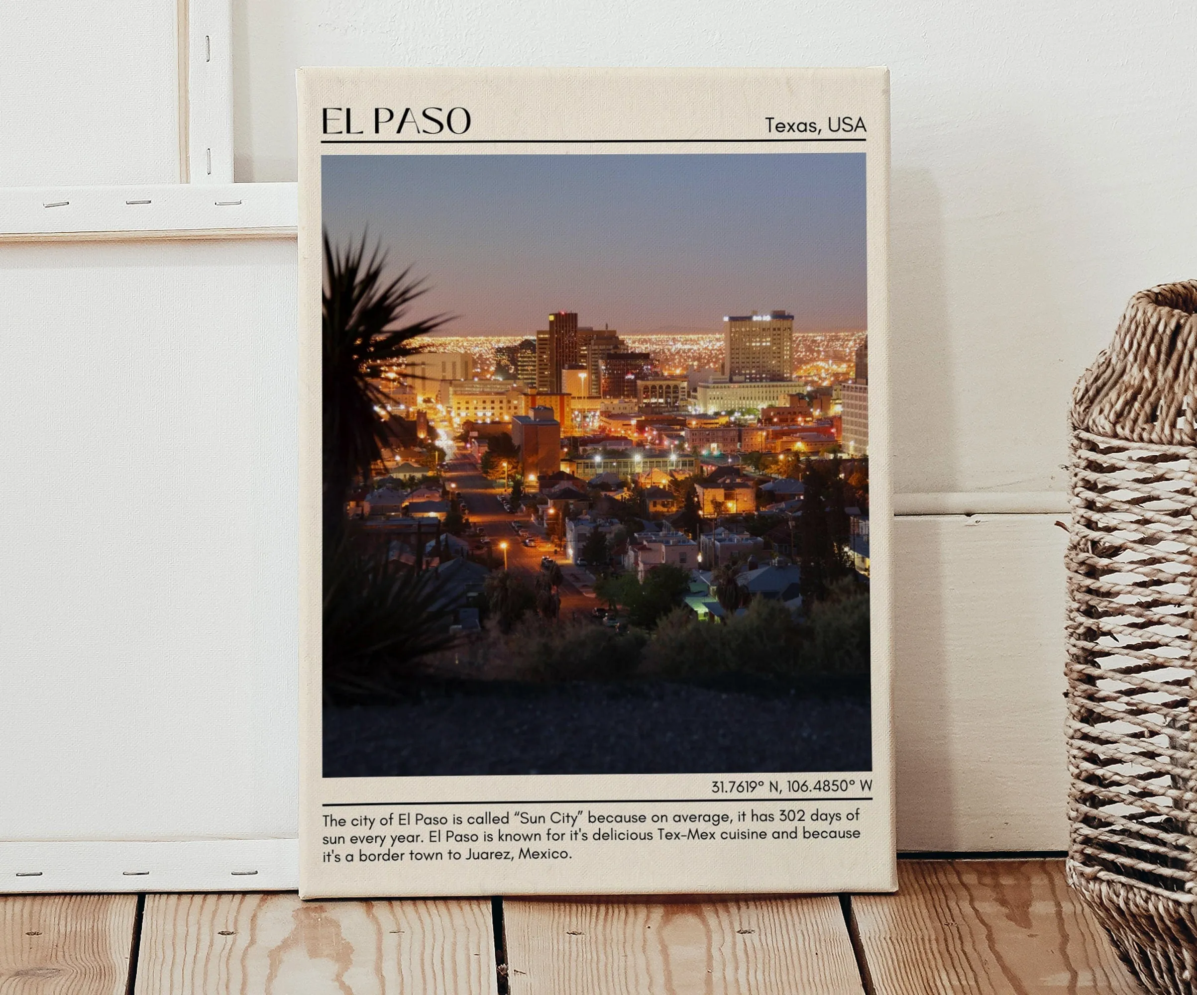 El Paso Minimal Wall Art, Texas, USA