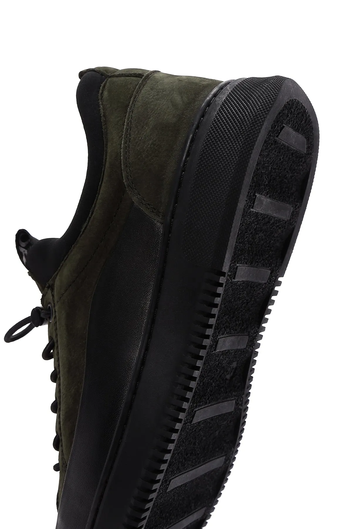 Erkek Haki Bağcıklı Nubuk Deri Casual Sneaker