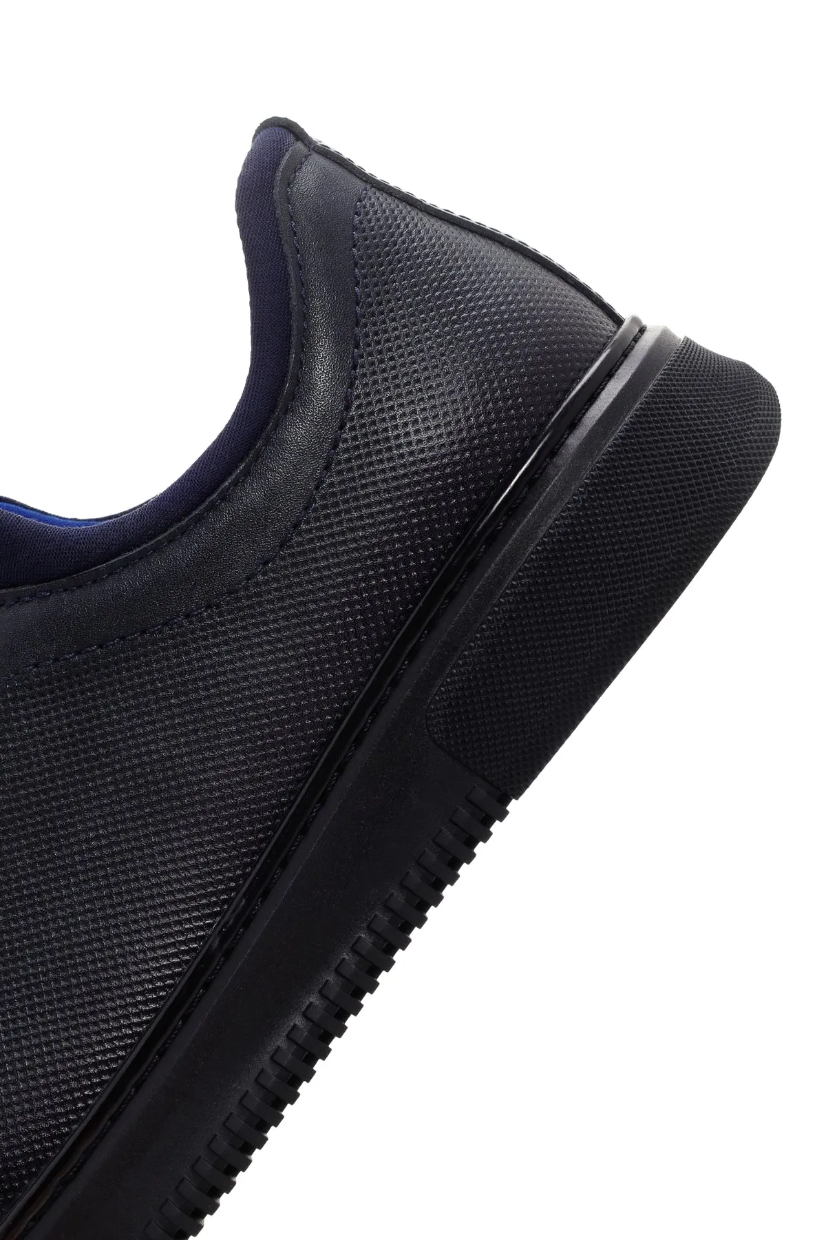 Erkek Lacivert Bağcıklı Deri Sneaker