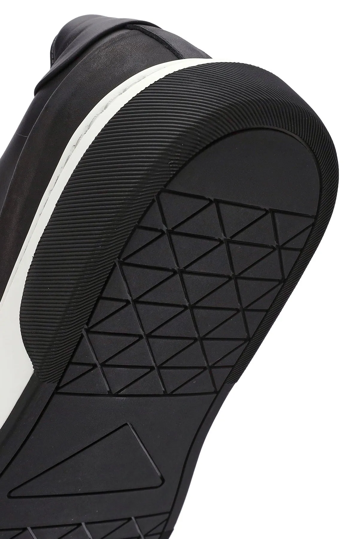 Erkek Siyah Bağcıklı Deri Sneaker