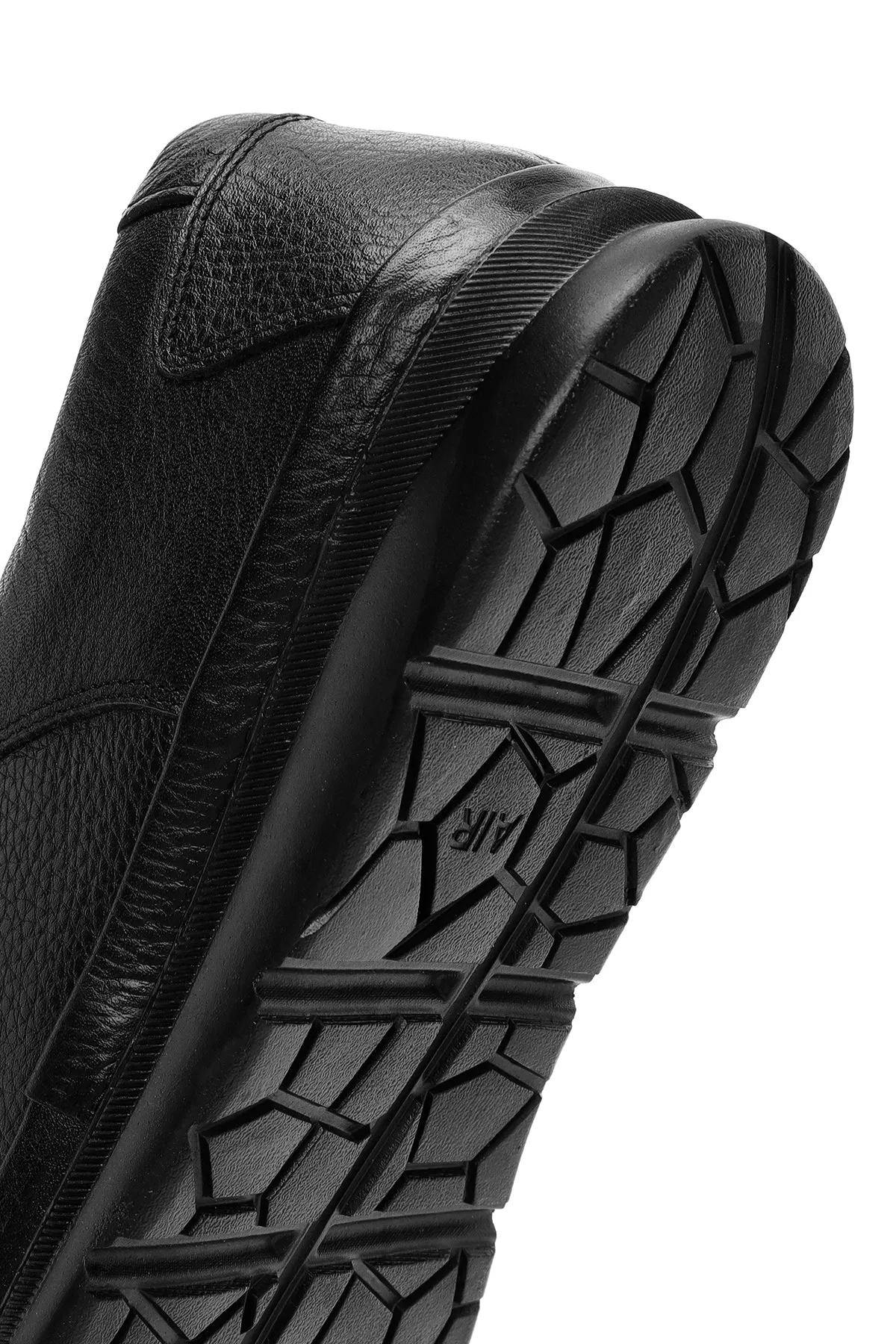 Erkek Siyah Bağcıklı Deri Sneaker