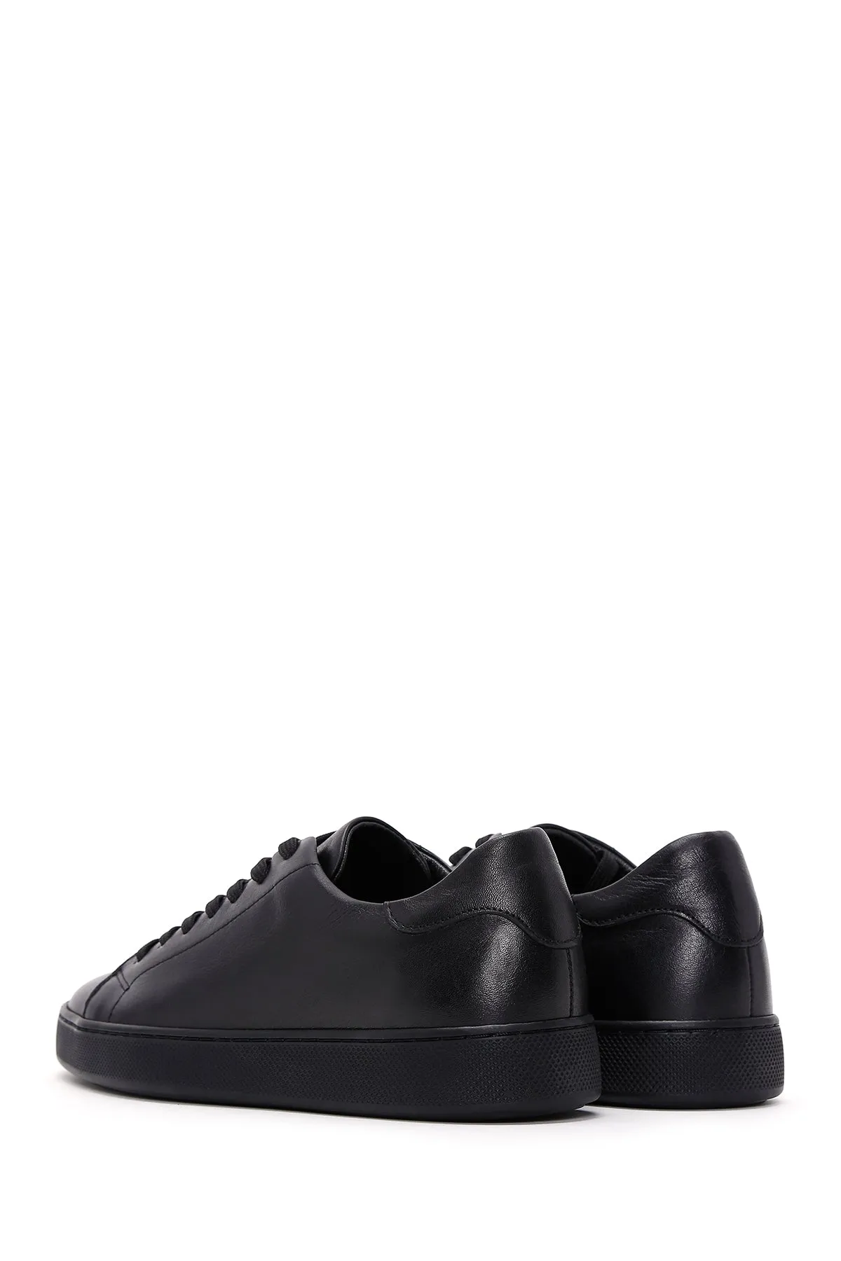 Erkek Siyah Bağcıklı Deri Sneaker