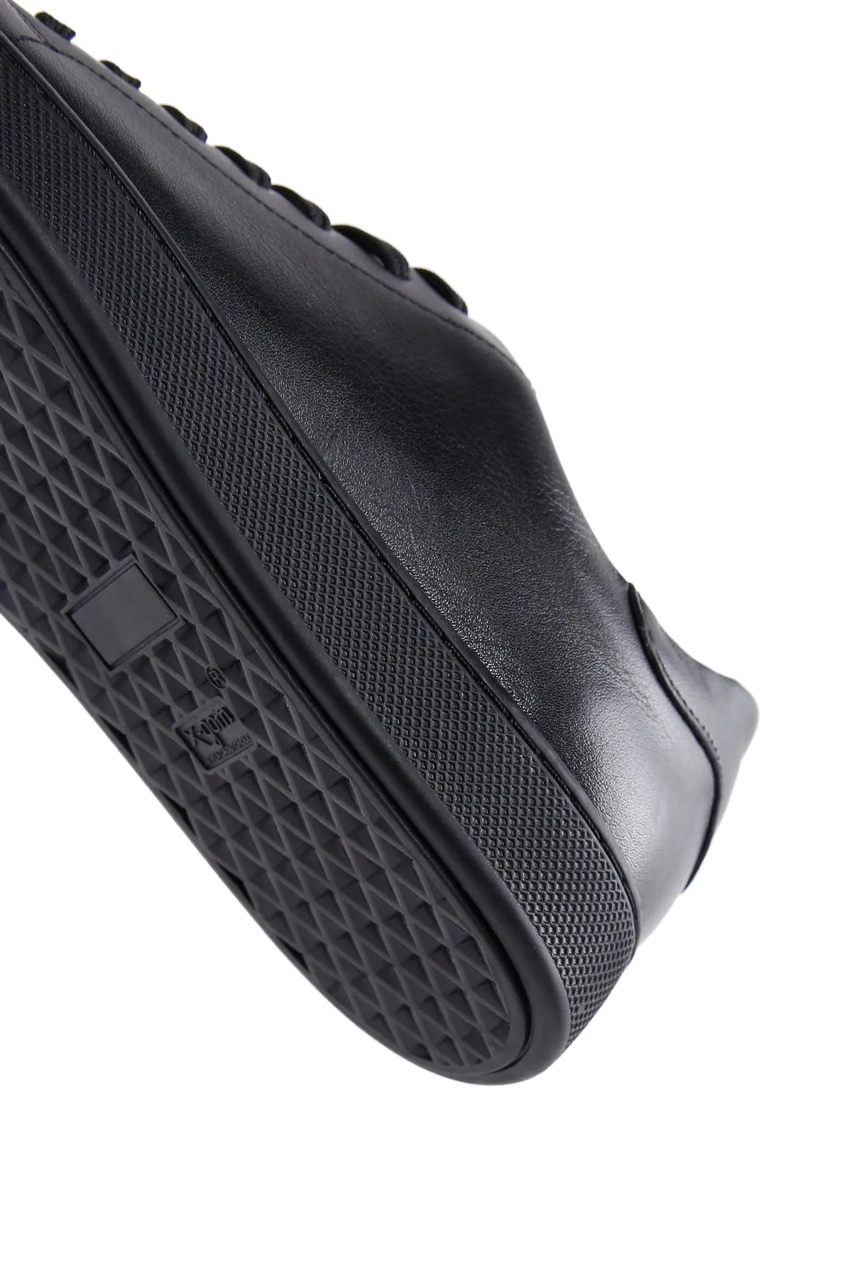 Erkek Siyah Bağcıklı Deri Sneaker