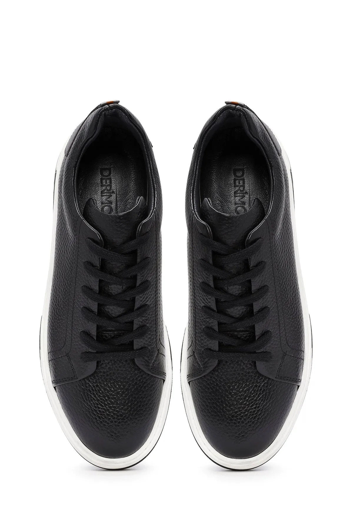 Erkek Siyah Bağcıklı Kalın Tabanlı Deri Sneaker