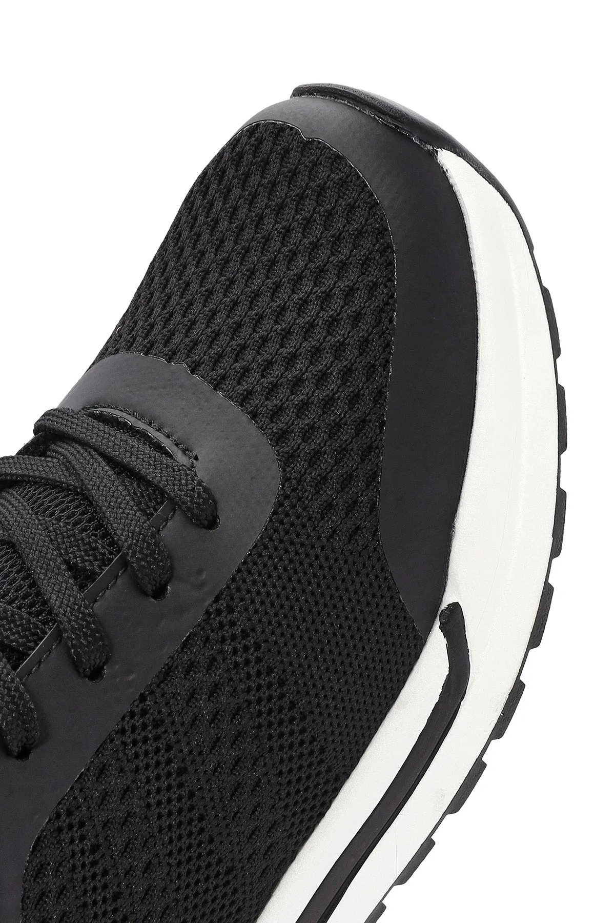Erkek Siyah Bağcıklı Kumaş Sneaker