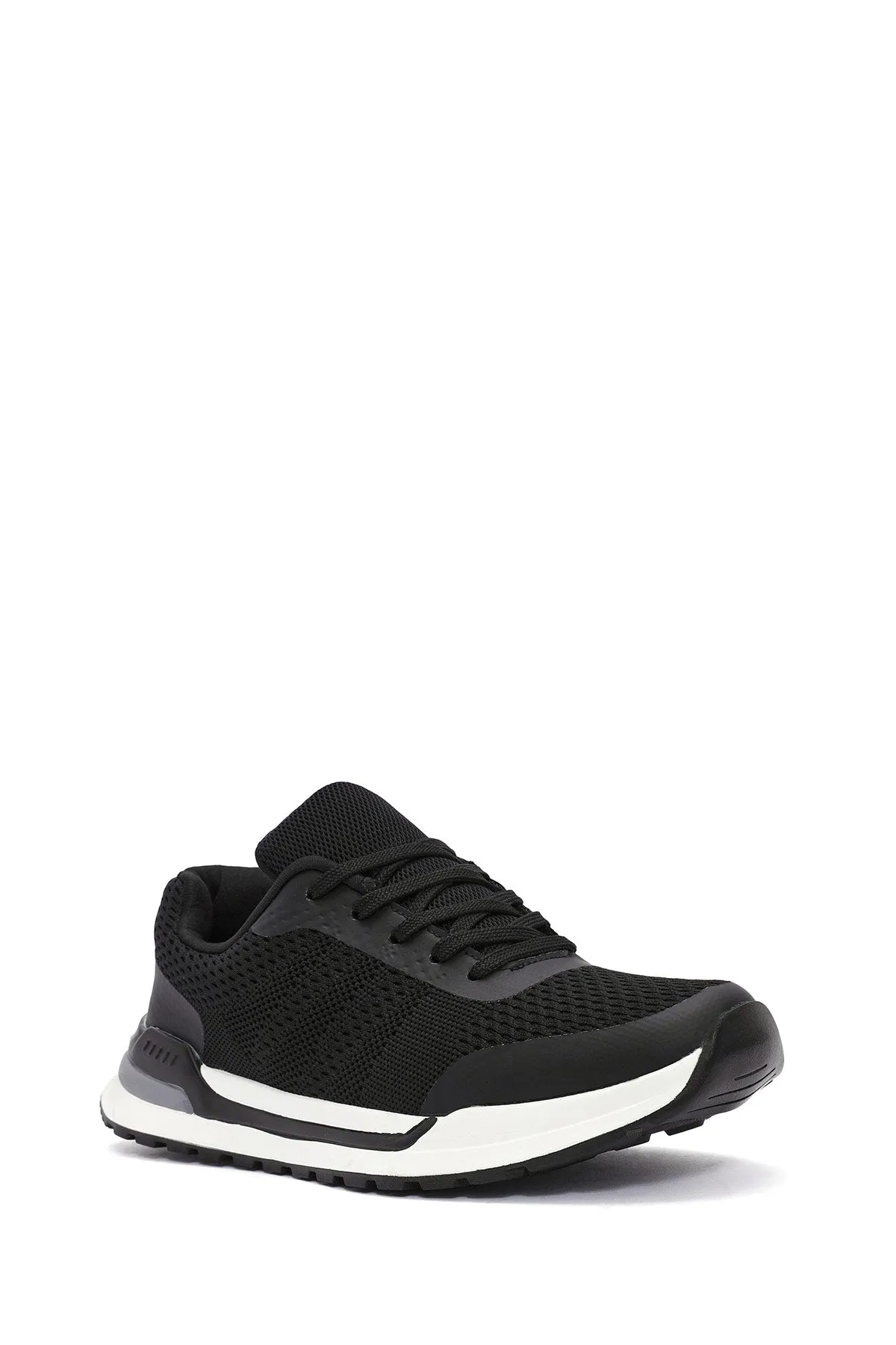 Erkek Siyah Bağcıklı Kumaş Sneaker