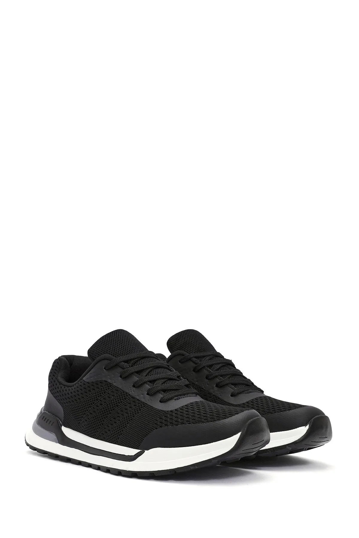 Erkek Siyah Bağcıklı Kumaş Sneaker