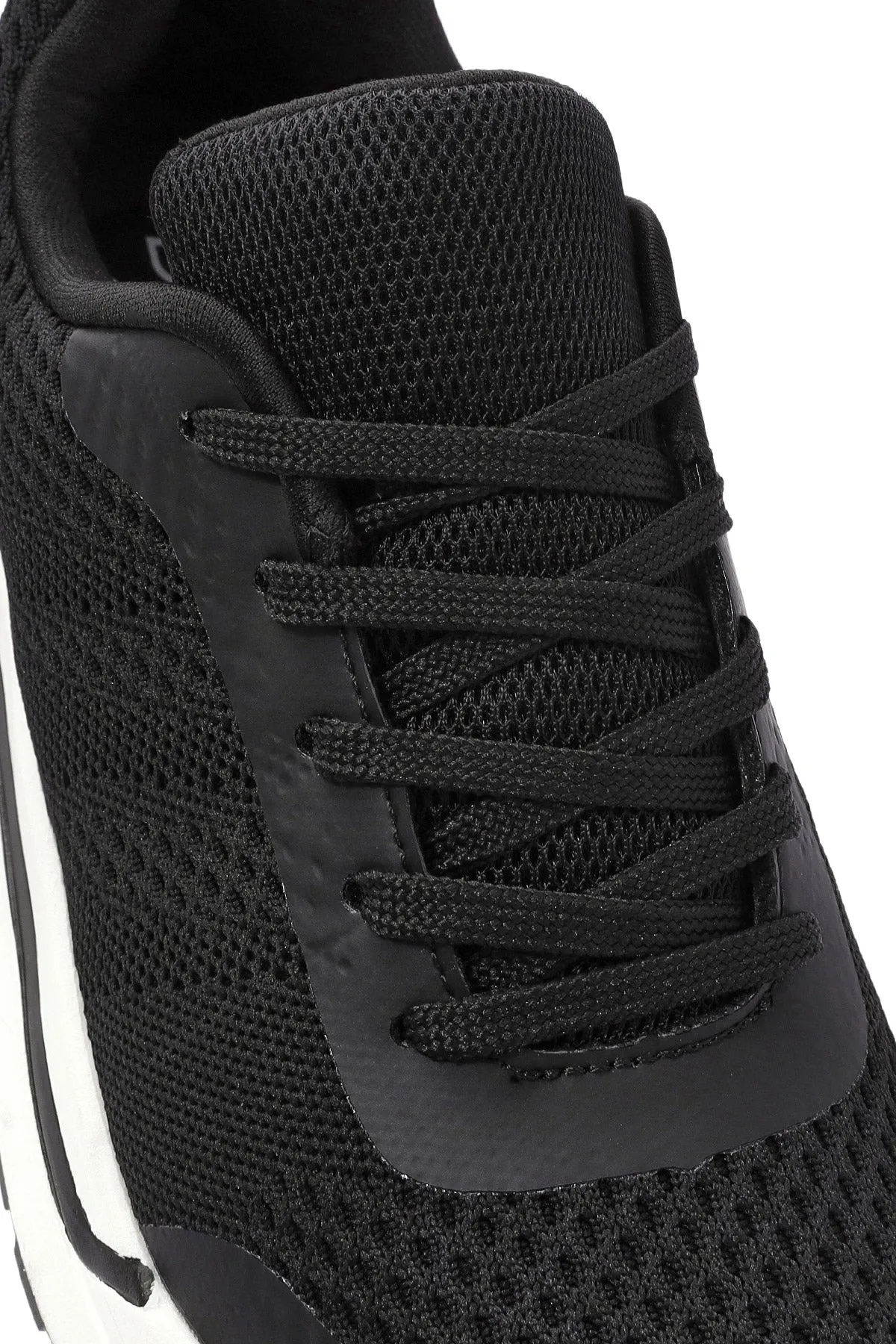 Erkek Siyah Bağcıklı Kumaş Sneaker