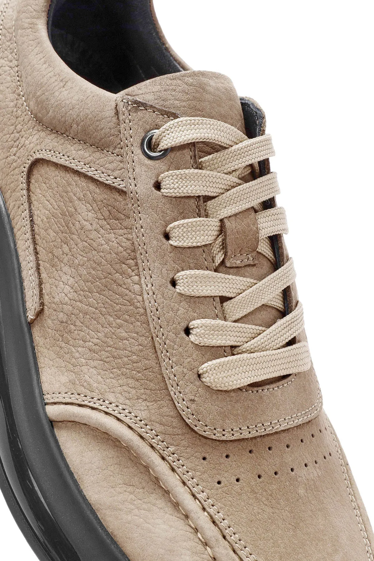 Erkek Vizon Bağcıklı Nubuk Deri Sneaker