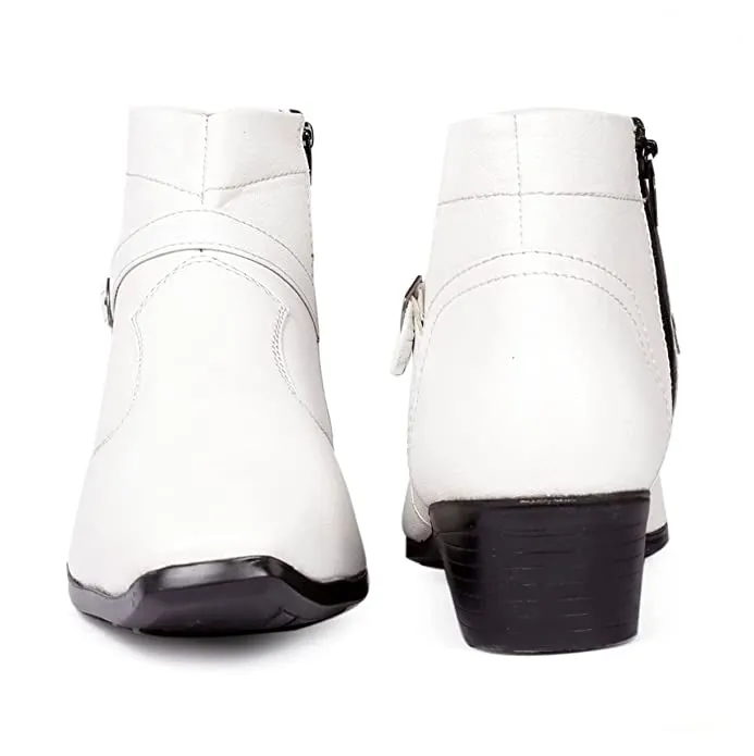 Fashionable Height Increasing Formal Buckle Zipper Boots For Men's-Unique and Classy