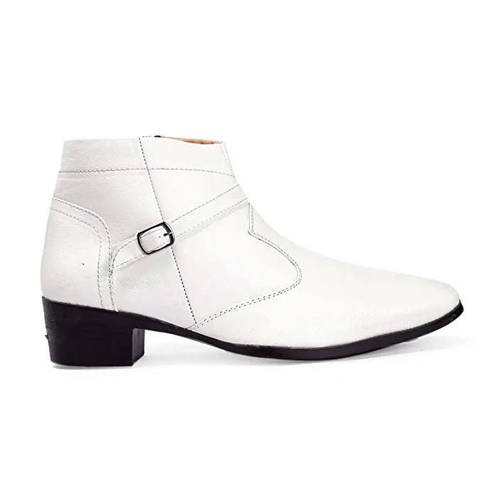 Fashionable Height Increasing Formal Buckle Zipper Boots For Men's-Unique and Classy