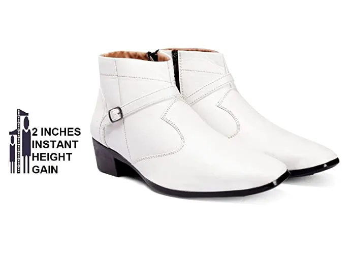 Fashionable Height Increasing Formal Buckle Zipper Boots For Men's-Unique and Classy