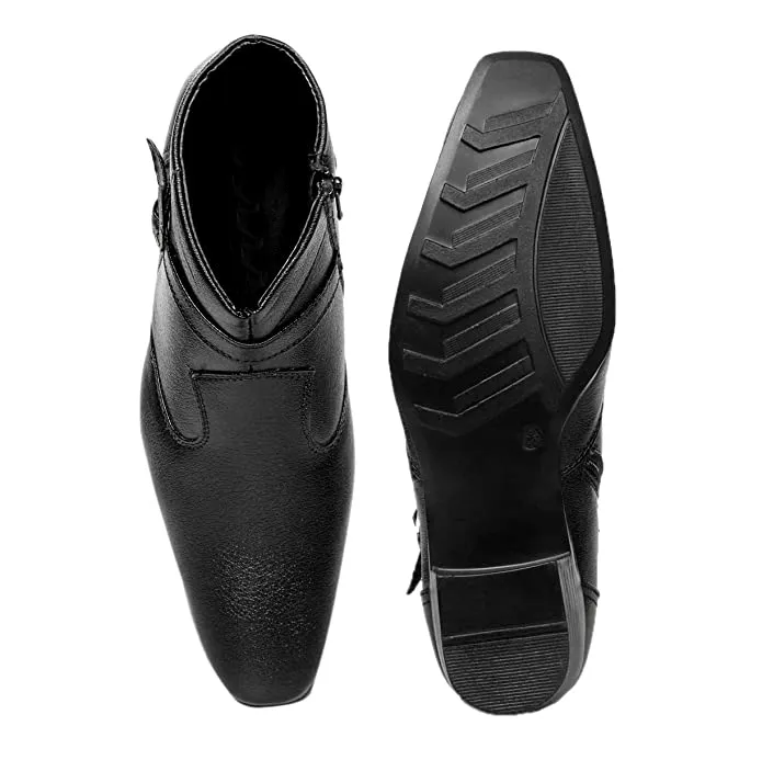Fashionable Height Increasing Formal Buckle Zipper Boots For Men's-Unique and Classy