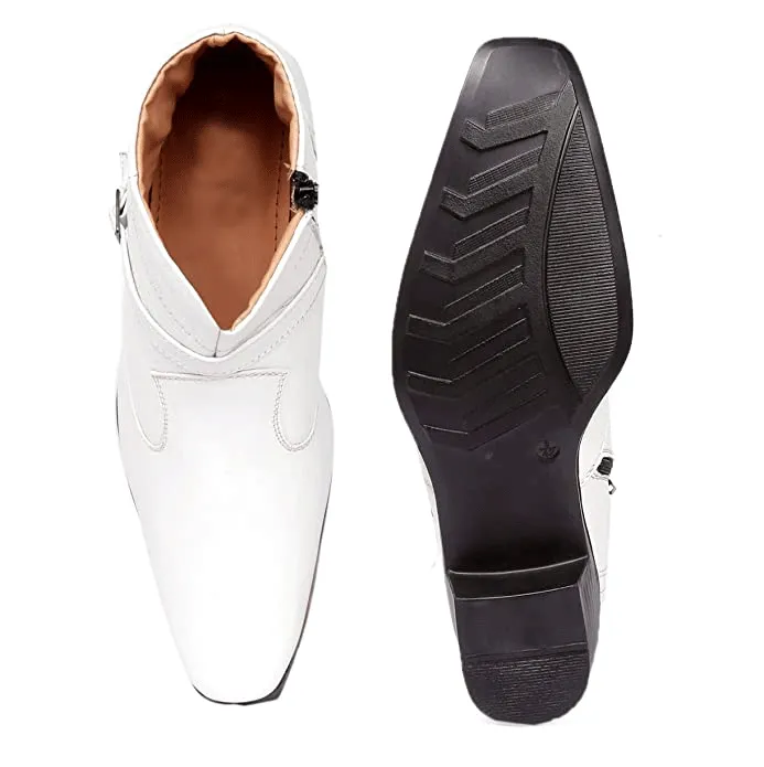 Fashionable Height Increasing Formal Buckle Zipper Boots For Men's-Unique and Classy