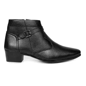 Fashionable Height Increasing Formal Buckle Zipper Boots For Men's-Unique and Classy