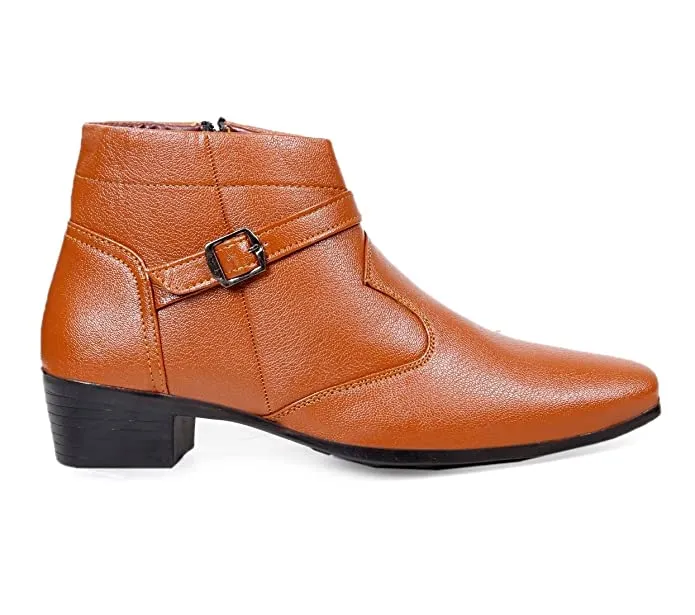 Fashionable Height Increasing Formal Buckle Zipper Boots For Men's-Unique and Classy
