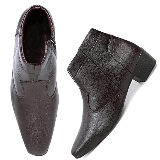 Formal Faux Leather Men's Height Increasing Boots-Unique and Classy