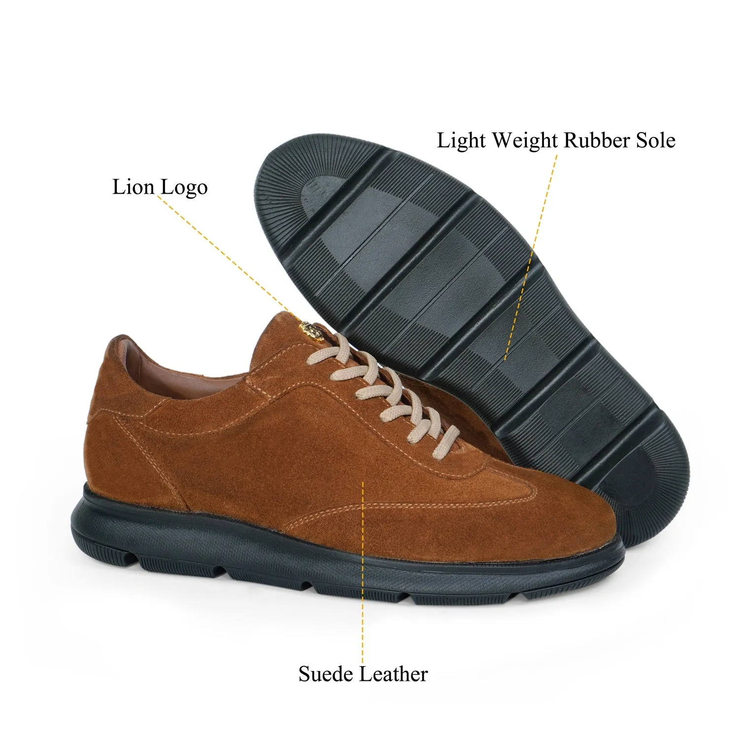Full Suede Stitched Mid-Top Sneaker in Tan