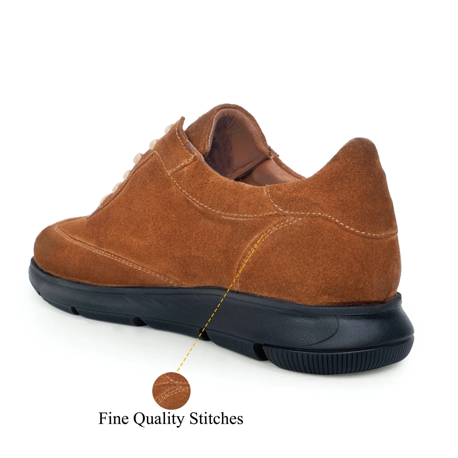 Full Suede Stitched Mid-Top Sneaker in Tan