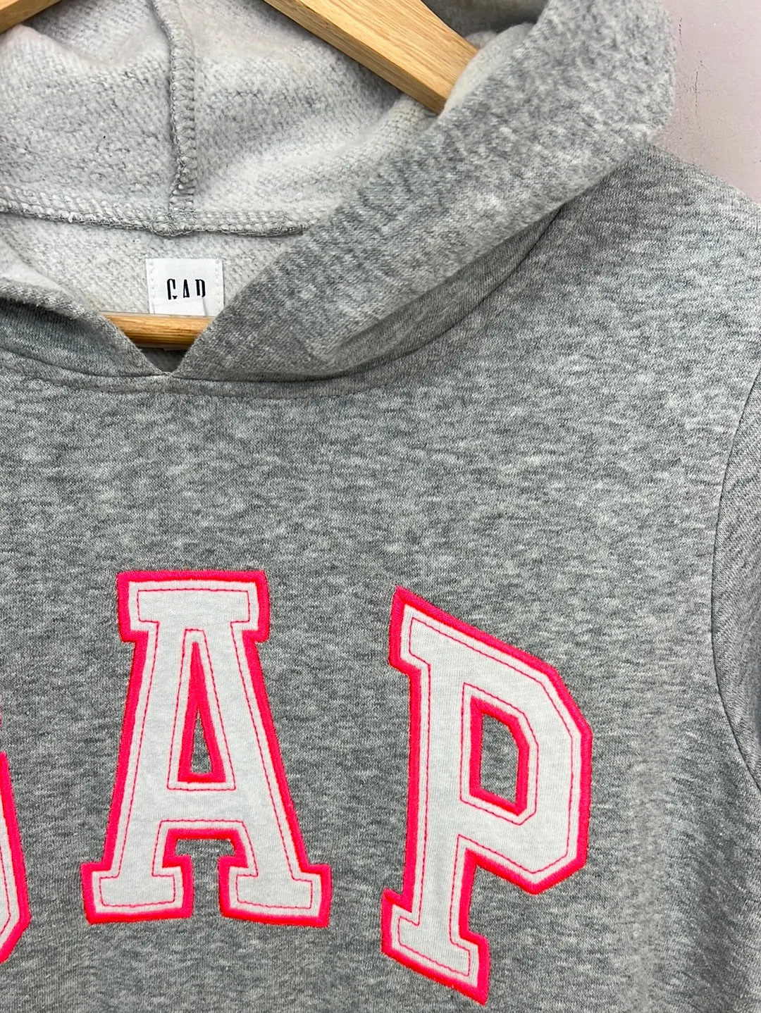 Gap Grey/neon pink logo hoodie 14-16y XXL