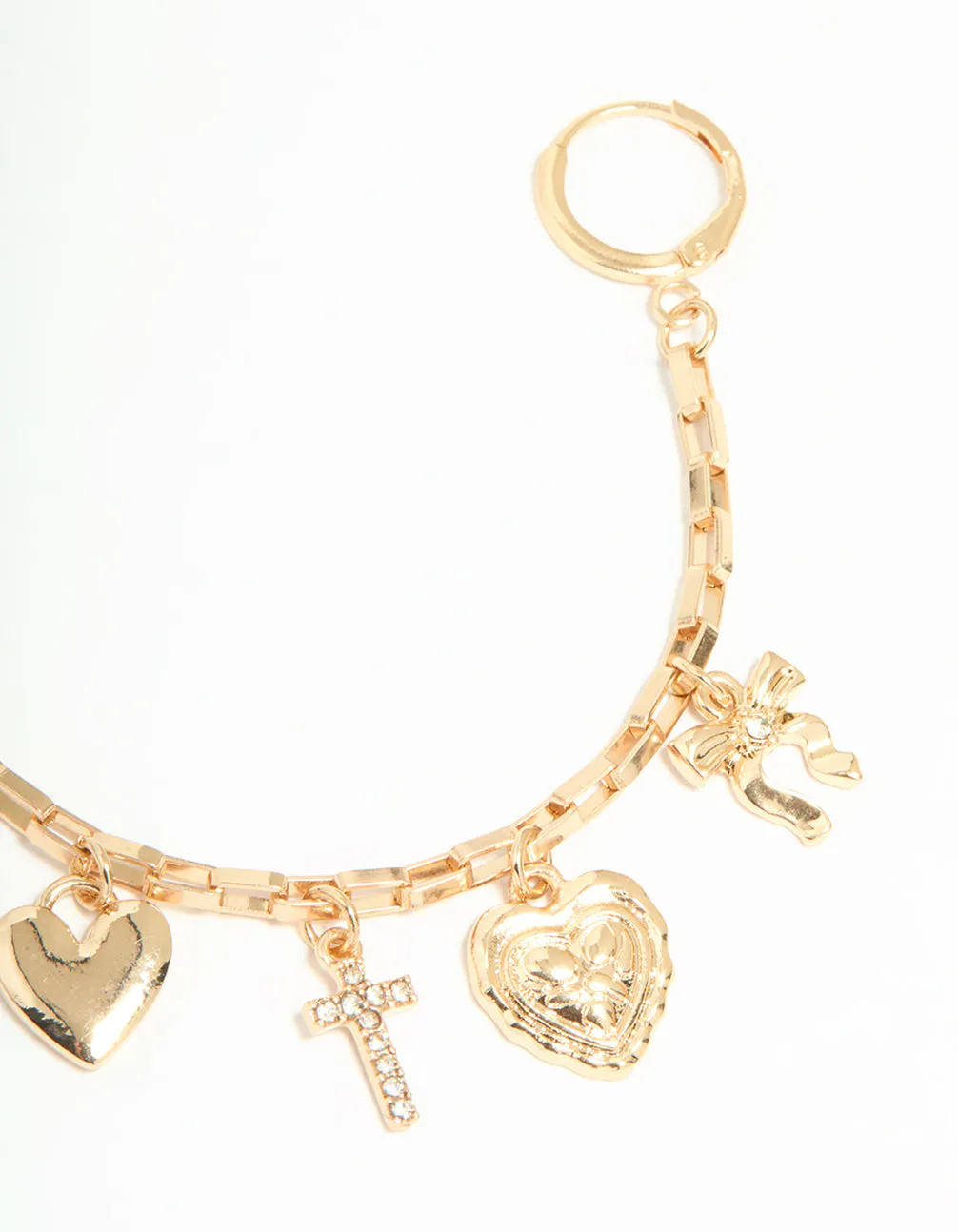 Gold Heart & Cross Shoe Charm Set