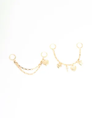 Gold Heart & Cross Shoe Charm Set