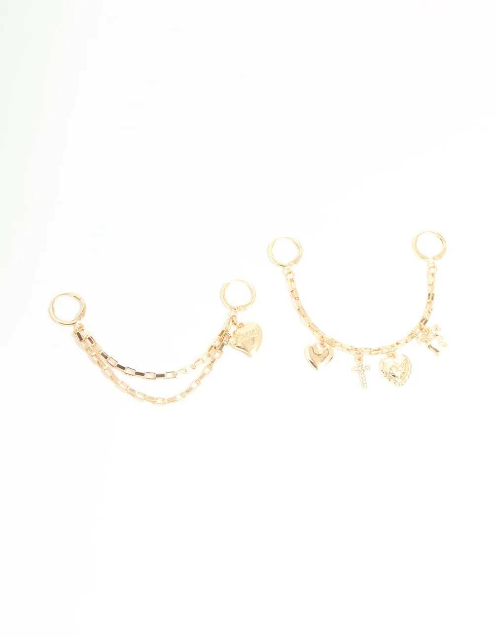 Gold Heart & Cross Shoe Charm Set