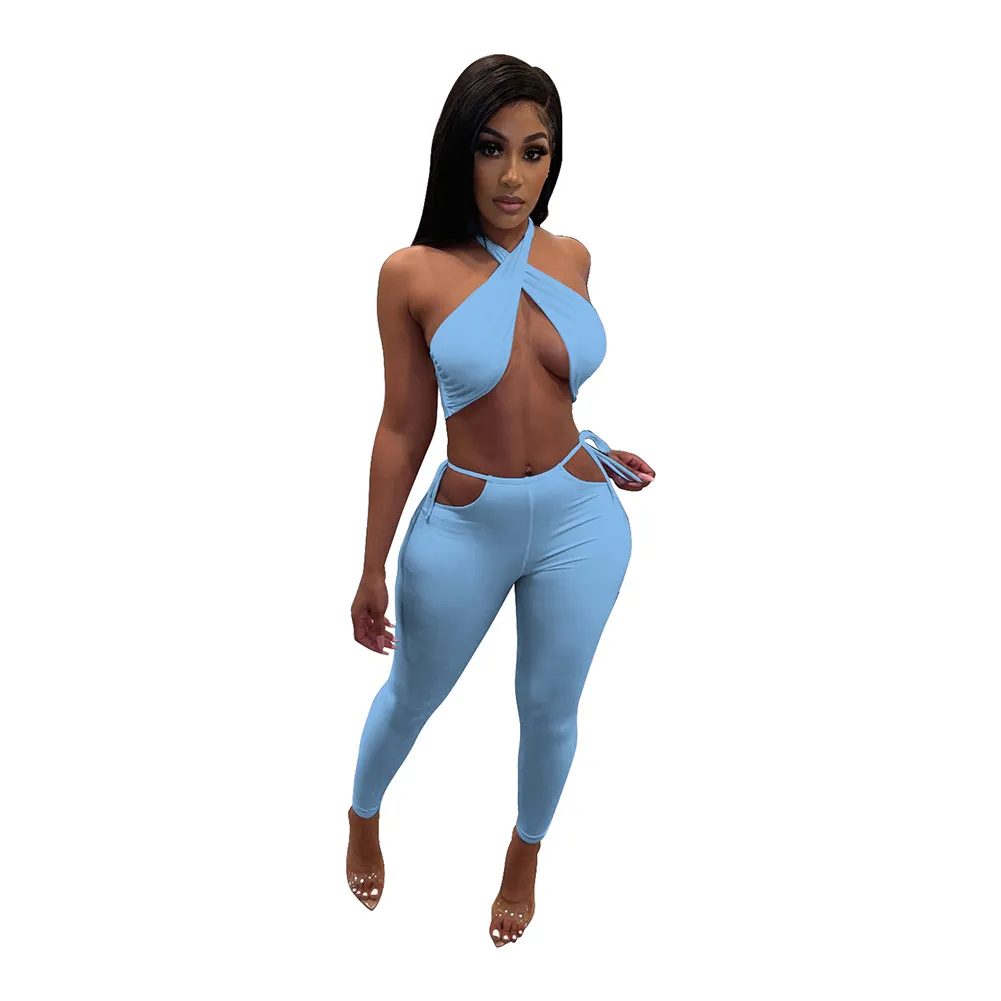 Halter Top & Cut Out Pants Set