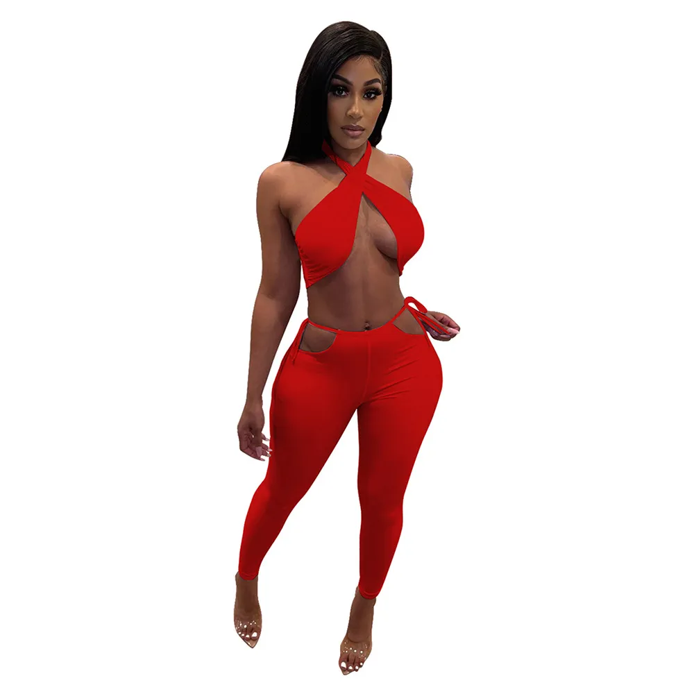 Halter Top & Cut Out Pants Set