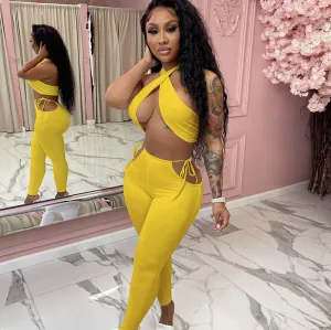 Halter Top & Cut Out Pants Set