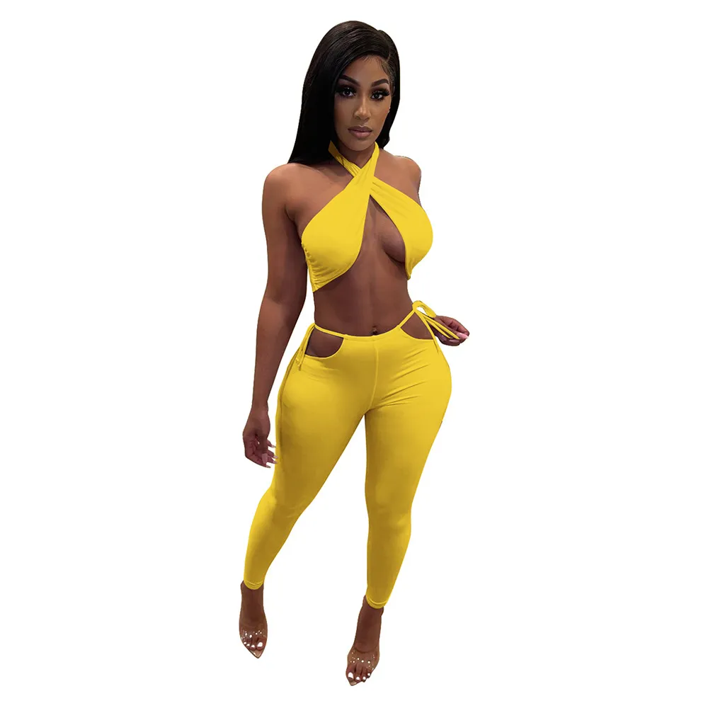 Halter Top & Cut Out Pants Set