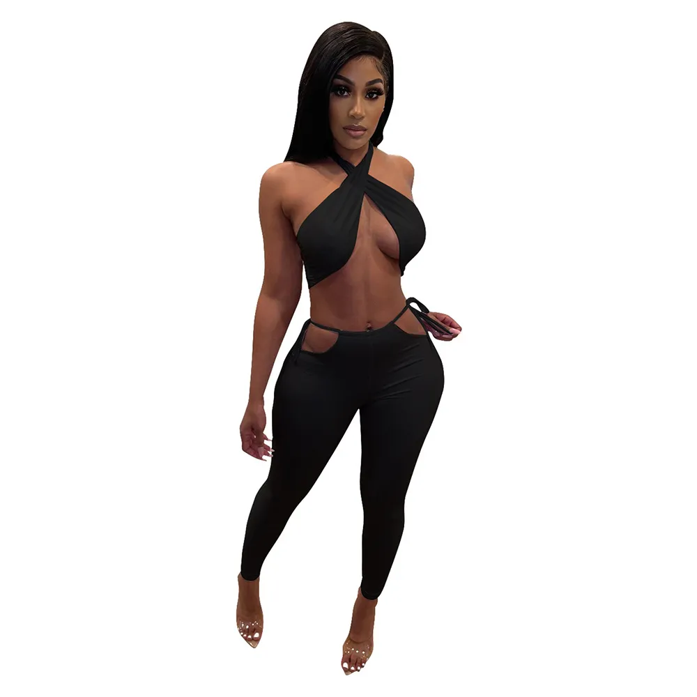 Halter Top & Cut Out Pants Set