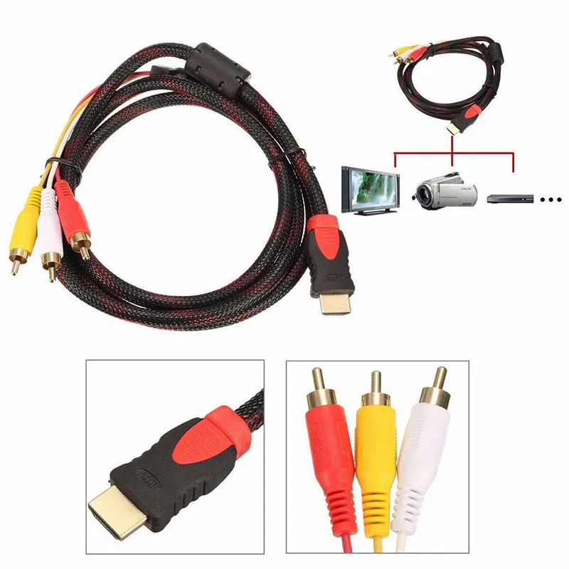 HDMI To 3-RCA Video Audio AV Component Converter Adapter Cable for HDTV