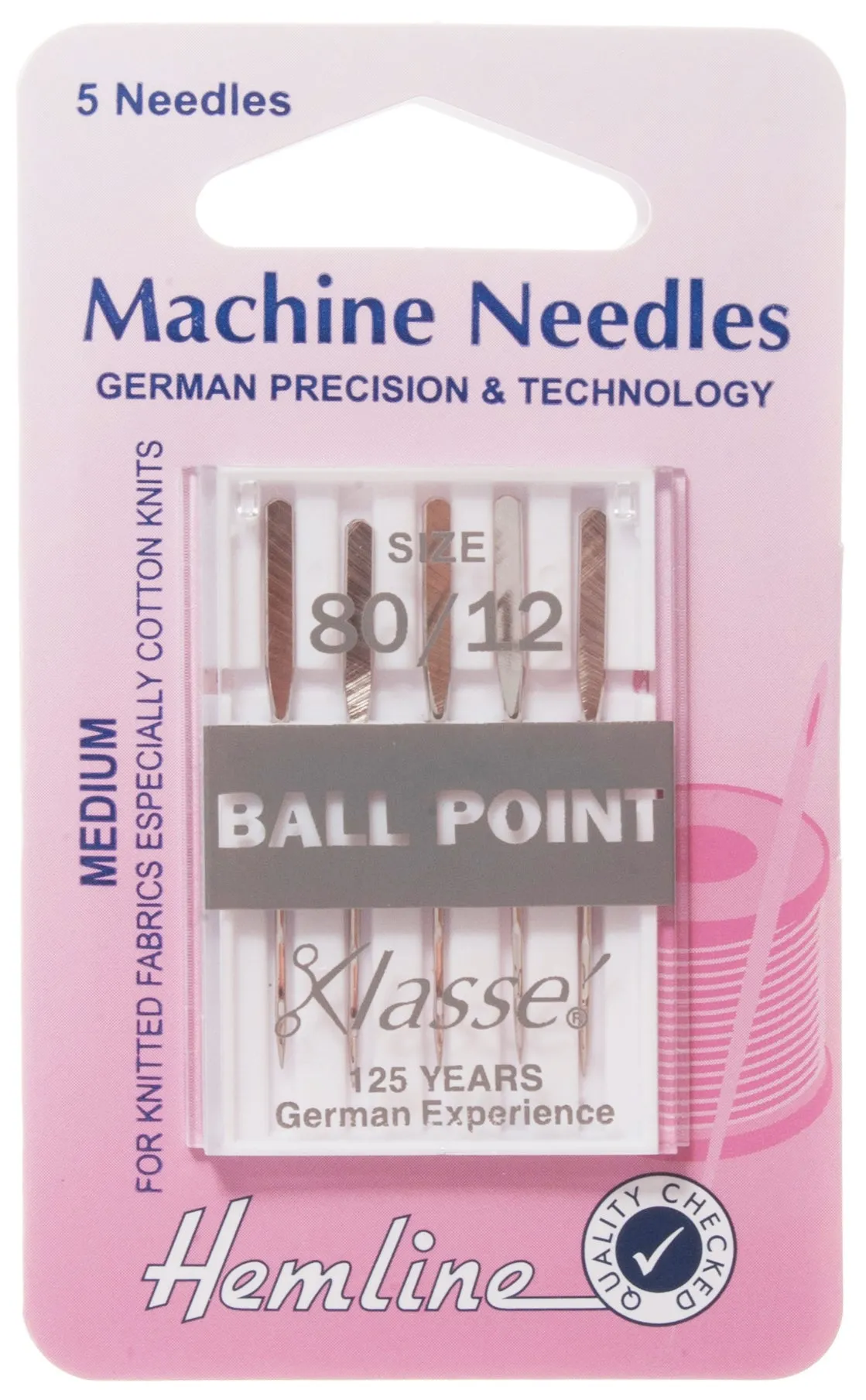 Hemline Ball Point Sewing Machine Needles Medium - 80 /12