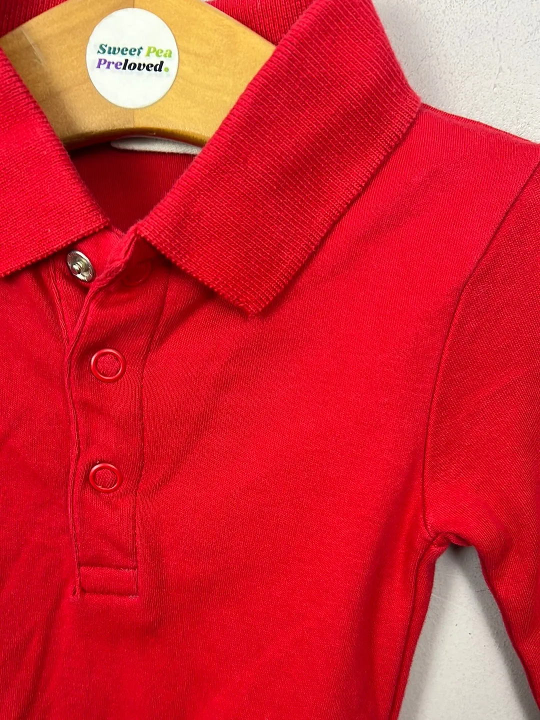 Jojo Maman Bebe Red Polo Bodysuit 0-3m, 3-6m