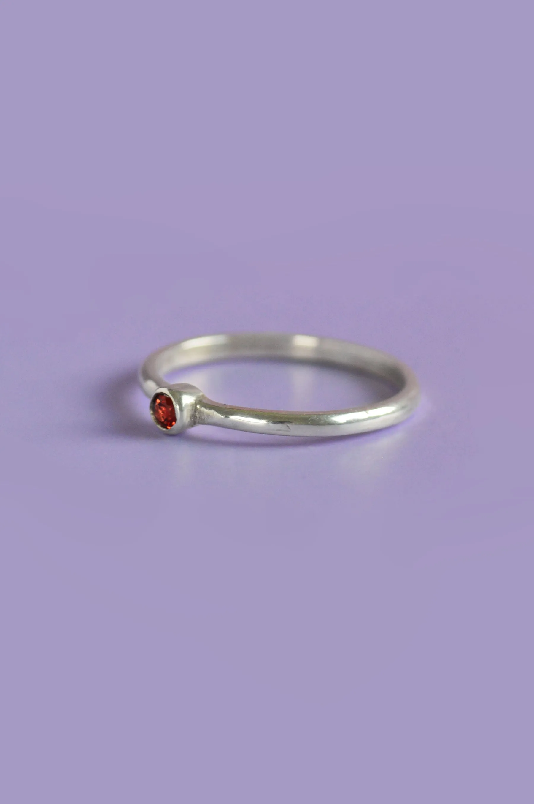 Julia Red Garnet Silver Ring