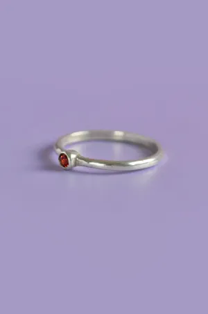 Julia Red Garnet Silver Ring