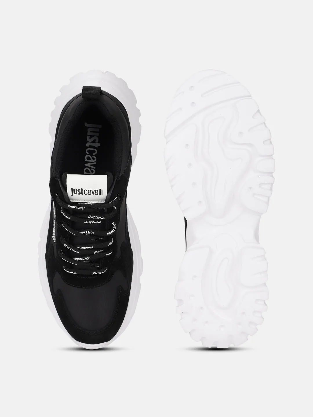 Just Cavalli Men Black Solid Lace-up Sneakers